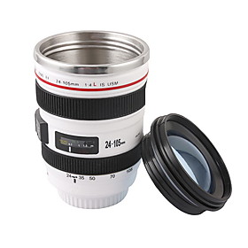 Novelty Simulation White Cannon EF 24-105mm F4 Filter Camera Lens Style Mug Cup