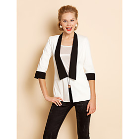 TS Contrast Lapel Collar 3/4 Sleeve Slim Fit Blazer