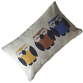 Cartoon Owls Cotton Decorative Pillow Cover