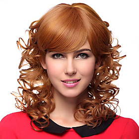 Capless Medium Curly Blonde 100% Human Hair Wigs