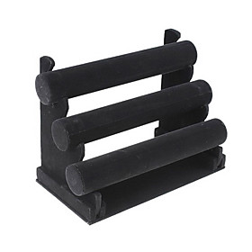 Triple Layer Black Velvet Bracelet T-Bar Jewelry Display Stand Rack