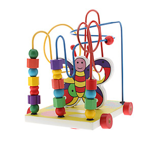 Pull String Butterfly Steel 3-Column Shape Geometric Counting Stacker Educational Toy