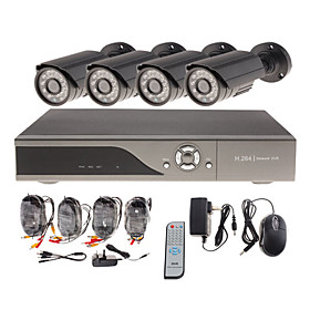 4CH D1 H.264 Standalone DVR with 4 Waterproof Outdoor Sony CCD Camera
