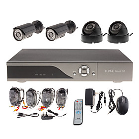 4CH D1 H.264 Standalone DVR with 2 Waterproof Outdoor  2 Indoor Sony CCD Camera