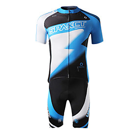 SPAKCT Polyester Spandex Short Sleeve Breathable/Moisture Permeability Men Cycling Jersey(Blue)