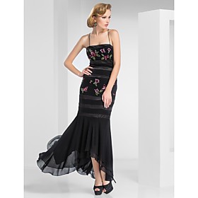Trumpet/Mermaid Spaghetti Straps Ankle-Length Chiffon Evening Dress