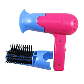 2 in 1 Mini Electric Travel Portable Folding Hair Dryer Blower with Brush