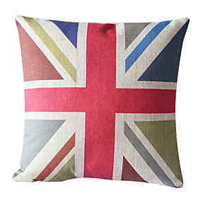 Flag Pattern Cotton/Linen Decorative Pillow Cover