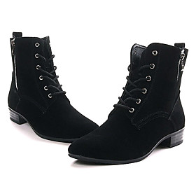 England Style Men's Leatherette Mid-Calf Boots with Zipper
