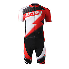 SPAKCT Polyester Spandex Short Sleeve Breathable/Moisture Permeability Men Cycling Jersey(Red)