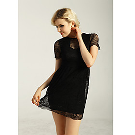 COLORO Bodycon short sleeves Mesh Lace Party Dress