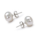 14k Or Blanc 9,5-10mm Aa Perle D'eau Douce (dszz051)