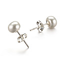 14k Or Blanc 6,5-bis 7mm Perle D'eau Douce (dszz048)