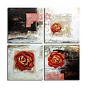 Peinture � La Main 4-pc R�sum� Hier Et De Demain Tendu Pr�t � Accrocher (szh357)