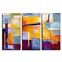 3-pc Main Peinture Abstraite Statique Violet Tendu Pr�t � Accrocher (szh319)