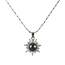 venta al por mayor plata de ley negro aa FW colgante, collar de perlas (lqs001) (inicio de 6 unidades) envío gratuito