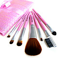 venta al por mayor 7pcs mini cepillo de cosméticos con libre caso rosa brillante 790315n-p (hzs016)