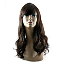 venta al por mayor sin tapa larga peluca sintética europea café oscuro cabello tejido (jf4004)