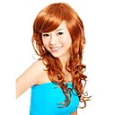Capless Synth�tique � Longue Perruque Brune Dor� Brillant Des Cheveux Boucl�s (jf1130)