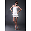 Gaine / Colonne Court / Mini Robe De Mari�e En Satin Avec Des Fleurs 3d (fsd0255)