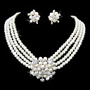 Magn�fico Cristales Claros Y Perlas Bisuter�a Boda Nupcial Conjunto (zl1001). Incluyendo Collar Y Los Pendientes