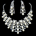 Magn�fico Cristales Claros Y Perlas Bisuter�a Boda Nupcial Conjunto (tl0322). Incluyendo Collar Y Los Pendientes