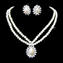Magn�fico Cristales Claros Y Perlas Bisuter�a Boda Nupcial Conjunto (zl1004). Incluyendo Collar Y Los Pendientes