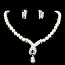 Magn�fico Cristales Claros Y Perlas Bisuter�a Boda Nupcial Conjunto (zl1016). Incluyendo Collar Y Los Pendientes