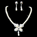 Magn�fico Cristales Claros Y Perlas Bisuter�a Boda Nupcial Conjunto (zl1012). Incluyendo Collar Y Los Pendientes