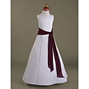 Une Ligne De Tour-cou Cheville-longueur Satin Fleur Fille Robe (hsx475)
