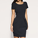 Manches Courtes Robes D�collet� Rond Pliss� De Femmes