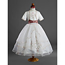 Robe Boule Carr�e Parole Longueur Organza Robes De Satin Fleur Fille (wsm0523)