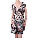 Manches Courtes Profond D�collet� En V Imprim� Robes De Femmes (1801bc001-0736)