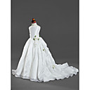 Balle Robe Bretelles Spaghetti Tribunal Train Satin Taffetas Robes Fille Fleur / Robes Premi�re Communion (wsm0507)