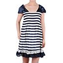100% De Seda Hombro Dise�o Especial Rayas Vestido / Maxi Vestidos / Trajes De Las Mujeres (1802bd006-0736)