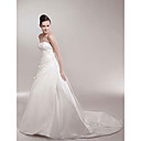 Une Ligne De Train Bretelles Chapelle De Mariage De Luxe En Satin Sans Manches Robe (wsw0559)