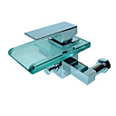Contemporary Waterfall Tub Faucet with Glass Spout Wall Mount
