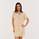 100% Soie � Manches Courtes Encolure Arrondie Sequins Robes Des Femmes (1802bc106-0736)