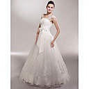 A-line Off-the-shoulder Floor-length Sleeveless Tulle Luxury Wedding Dress