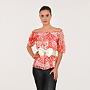 100% De Seda Color Rojo Que Haga Mangas Cortas Las Camisas (4202bc106-0736)