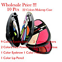 Precios Al Por Mayor - 10 Piezas De 22 Colores De Maquillaje Caso D2009 - 9 Sombras De Ojos Colores   2   2 Colores Coloretes En Polvo Colores Cara