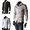Slim Fit Fashion Mens Shirt with Contrast Color Collar Long Sleeve