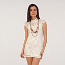 Vestido De Encaje De Cuello Alto Manga Corta / Vestidos De Mujer (ff-1801bd002-0789)