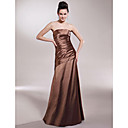 Sheath Column Strapless Floor-length Sleeveless Elastic Satin Bridesmaid Wedding Party Dress