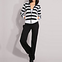 100% Algod�n Rayas Blanco Y Negro Con Cremallera Sudadera Con Capucha Y Mujeres De Sudaderas Con Capucha (4204bd001-0497)