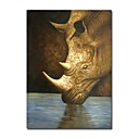 Se Extend�a Abstracta Hecha A Mano Rinoceronte Animales Pintura (0250-ch-52)