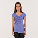 Volantes De Manga Corta Cuello Redondo Camiseta / Mujer Camisetas (ff-8502bd006-0736)