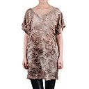 Te�ido Escote Agujero Redondo Manga Corta T�nica Suelta Camisetas / Vestidos De Mujer (8502bd008-0736)