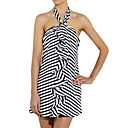 Rayas Azul Marino Una L�nea De Volantes Vestido Halter / Vestidos De Las Mujeres (ff-1801bd005-0789)