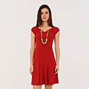 Recueillies Courte Robe Manches Encolure En V / Robes De Femmes (ff-1801bd037-0736)